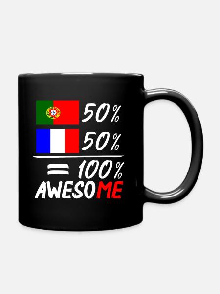Moitié Français / moitié Portugais - Mug uni - noir