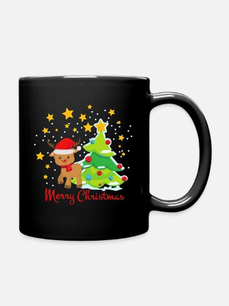 Renne mignon joyeux Noël étoile de Noël - Mug uni - noir