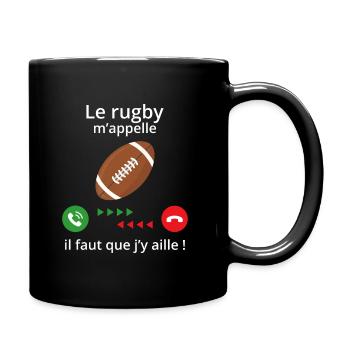 t shirt de rugby - le rugby m'appelle - Mug uni - noir - Droite