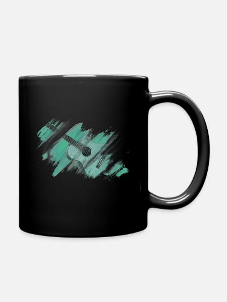 acoustic guitar - Full Colour Mug - black