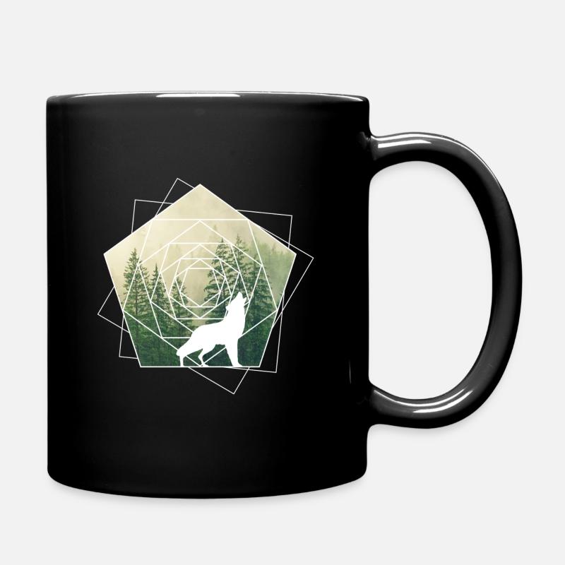 natur geometrie formen wolf wald - Tasse einfarbig - Schwarz