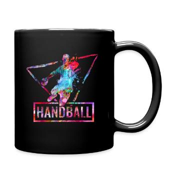 handball handballer geschenk - Tasse einfarbig - Schwarz - Rechts