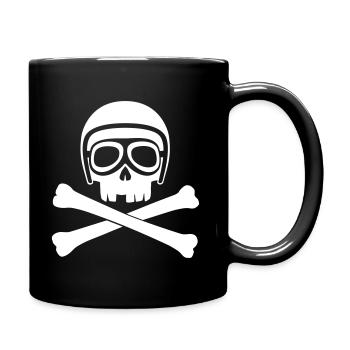 Skull with helmet and goggles white - Full Colour Mug - black - Right