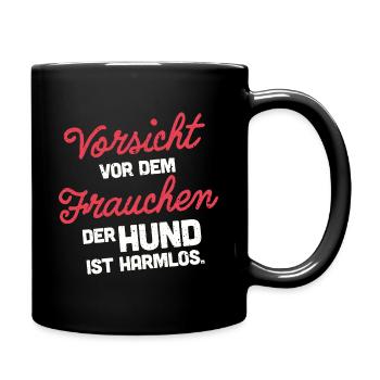 Vorsicht vor dem Frauchen - Tasse einfarbig - Schwarz - Rechts