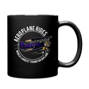 Airplane, biplane, aviator, fly - Full Colour Mug - black - Right