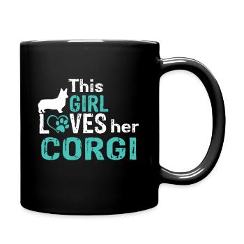 Pembroke Walisisch Corgi - Tasse einfarbig - Schwarz - Rechts