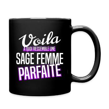 sage femme - Mug uni - noir - Droite