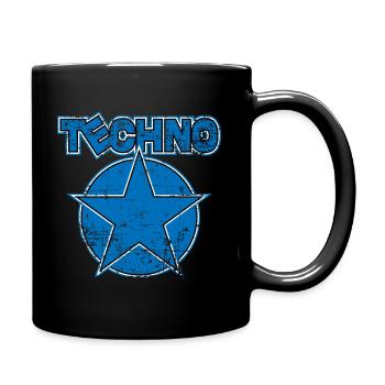 Techno Blue Star - Techno Rave Musik - Tasse einfarbig - Schwarz - Rechts