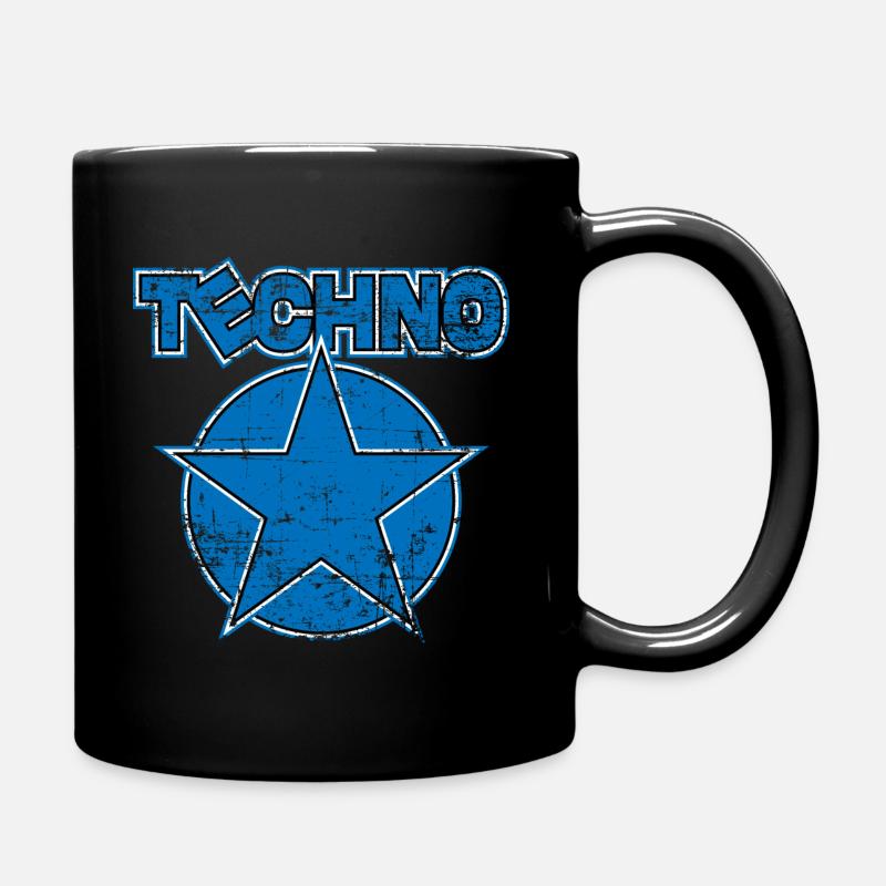 Techno Blue Star - Techno Rave Musik - Tasse einfarbig - Schwarz