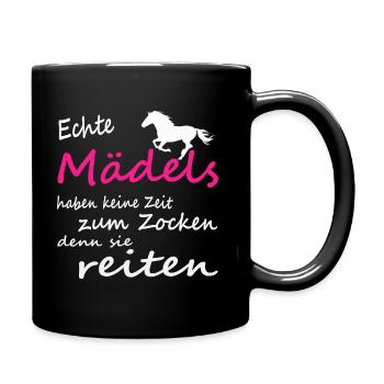 Reiten, Reiterin, Mädchen, Frauen, Pferde, Shirt - Tasse einfarbig - Schwarz - Rechts