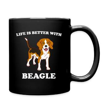 Life is better with beagle - Tasse einfarbig - Schwarz - Rechts