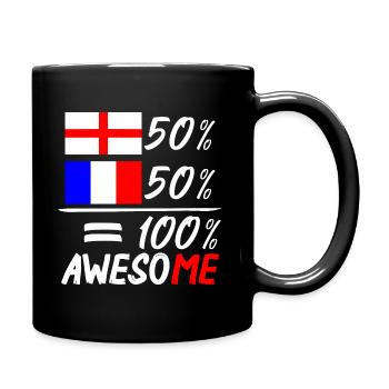 50% England 50% Frankreich - Tasse einfarbig - Schwarz - Rechts