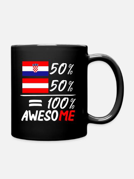 50% Kroatisch 50% Österreich - Tasse einfarbig - Schwarz