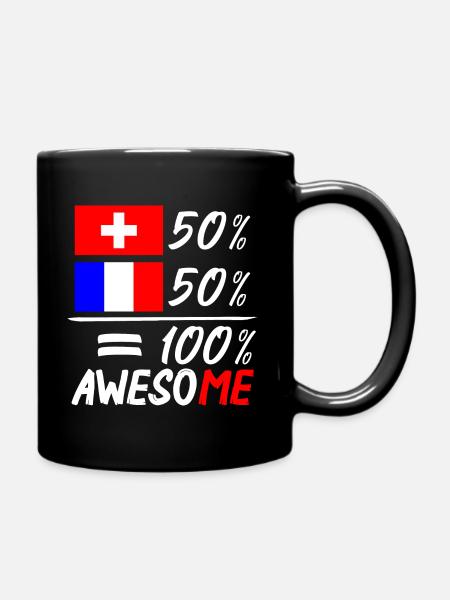 50 % Suisse 50 % France - Mug uni - noir