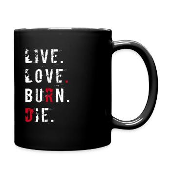 Live love burn le - Mug uni - noir - Droite