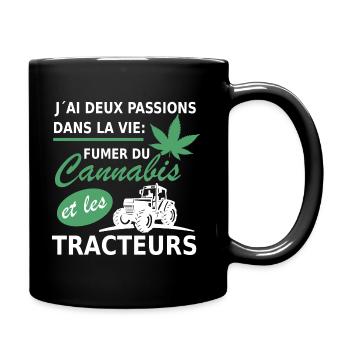 deux passions fumer du cannabis et les tracteurs - Mug uni - noir - Droite