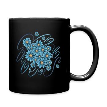 Fleurs bleues - Mug uni - noir - Droite
