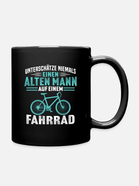 Alten mann auf einem fahrrad - Tasse einfarbig - Schwarz