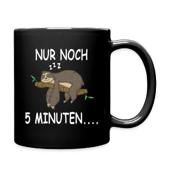 Faultier Schlafen Nur noch 5 Minuten - Tasse einfarbig - Schwarz - Rechts