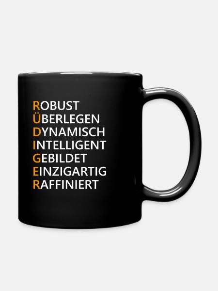 Rüdiger Name Geschenk - Tasse einfarbig - Schwarz