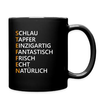 Steffen Name Geschenk - Tasse einfarbig - Schwarz - Rechts