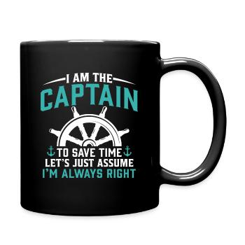 Je suis le capitaine drôle de voile - Mug uni - noir - Droite