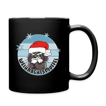 Comicstyle Katzenmotiv - Weihnachten ohne mich - Tasse einfarbig - Schwarz - Rechts