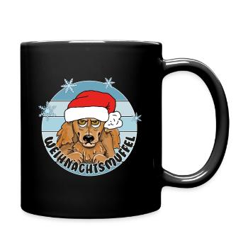 Comicstyle Pudelmotiv - Weihnachten ohne mich - Tasse einfarbig - Schwarz - Rechts