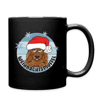 Comicstyle Dackelmotiv - Weihnachten ohne mich - Tasse einfarbig - Schwarz - Rechts
