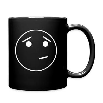 Emoji Skizze nachdenken weiß - Tasse einfarbig - Schwarz - Rechts