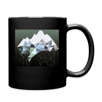 Abstrakte Bergkette aus Polygonen in Grün - Tasse einfarbig - Schwarz - Rechts