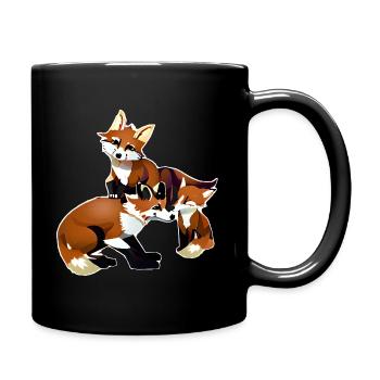 Renard avec des jeunes - Mug uni - noir - Droite