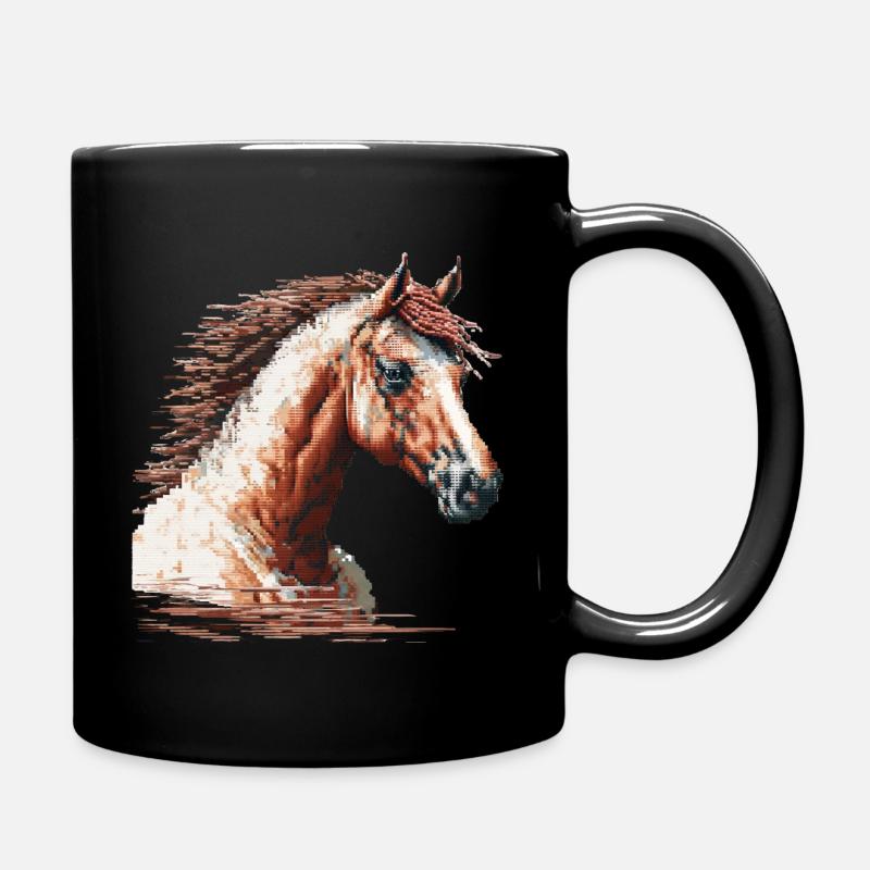 Pixel-Art Pferd - Tasse einfarbig - Schwarz