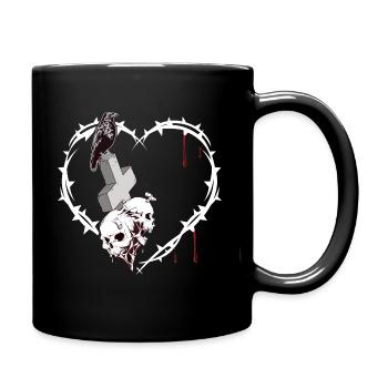 Corneille sur Tombstone Cross Skull Thorns Heart Gothic - Mug uni - noir - Droite