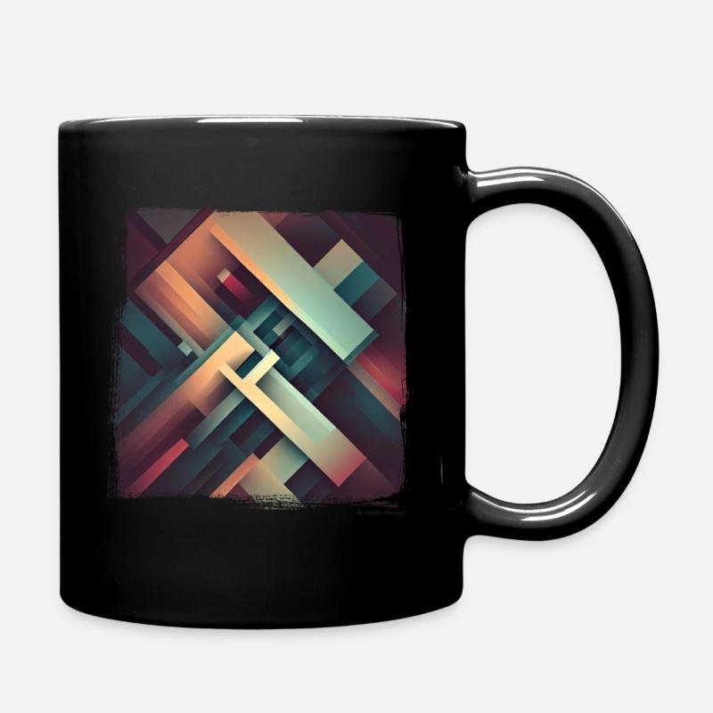 Geometric Chaos Worn Grunge - Full Colour Mug - black