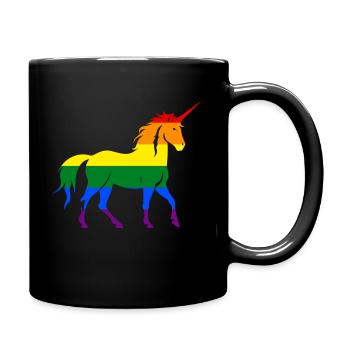 Regenbogen-Einhorn - Tasse einfarbig - Schwarz - Rechts