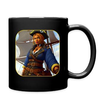 Cool pirate in comic style Captain Steampunk - Full Colour Mug - black - Right