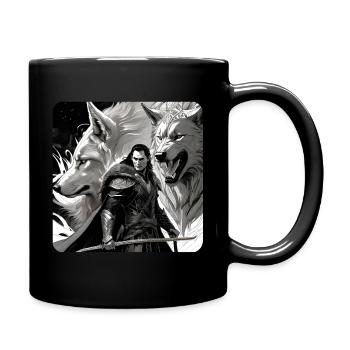 Loki with Fenri's Wolf Asgard Ragnarok - Full Colour Mug - black - Right