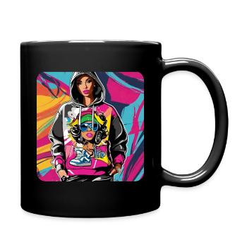 Cool Girl Graffiti Hip Hop Rap Skater - Full Colour Mug - black - Right