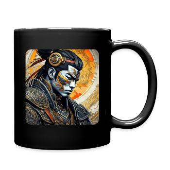 Stolzer Samurai mit Tattoo Japan Asia Ninja Kendo - Tasse einfarbig - Schwarz - Rechts