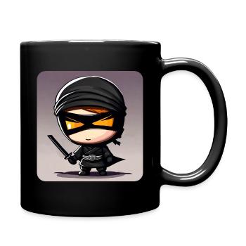 Niedlicher kleiner Ninja mit Katana Schwert - Tasse einfarbig - Schwarz - Rechts