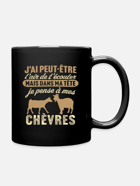 dans ma tête je pense à mes chèvres cadeau chèvre - Mug uni - noir