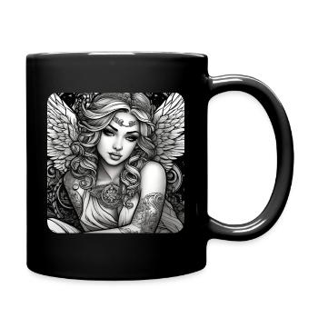 Ange mignon avec des tatouages - Mug uni - noir - Droite
