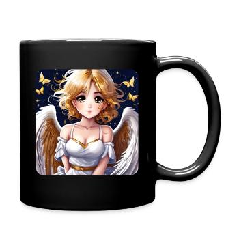 Mignon petit ange avec des papillons - Mug uni - noir - Droite