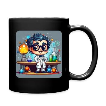 Cute professor with glasses in lab - Full Colour Mug - black - Right