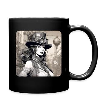 Cooles Steampunk Girl - Tasse einfarbig - Schwarz - Rechts