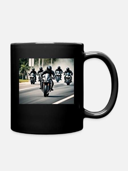eine Gruppe von Sportmotorradfahrern - Tasse einfarbig - Schwarz