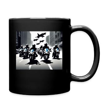 Eine Gruppe von Sportmotorradfahrern - Tasse einfarbig - Schwarz - Rechts