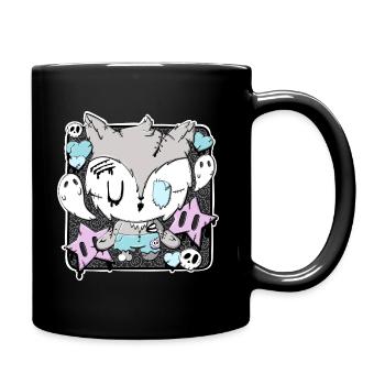 Wolfgang the zombie werewolf in kawaii style - Full Colour Mug - black - Right