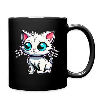 Chat blanc mignon aux yeux bleus - Mug uni - noir - Droite